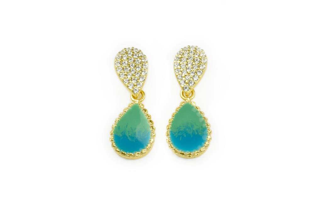 Green Sfumato enamel earrings