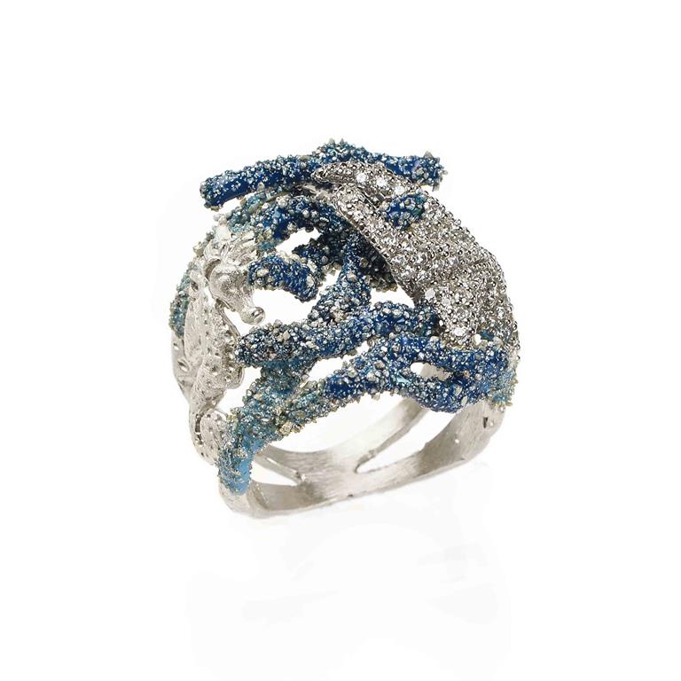 Blue Sandy Enamel Ring