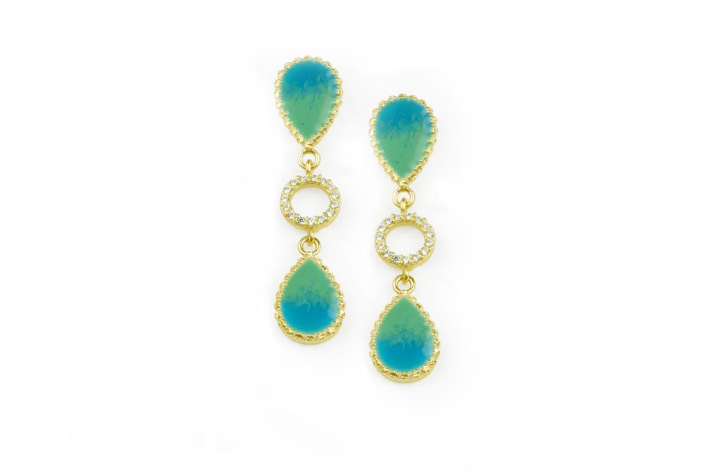 Green Sfumato enamel earrings