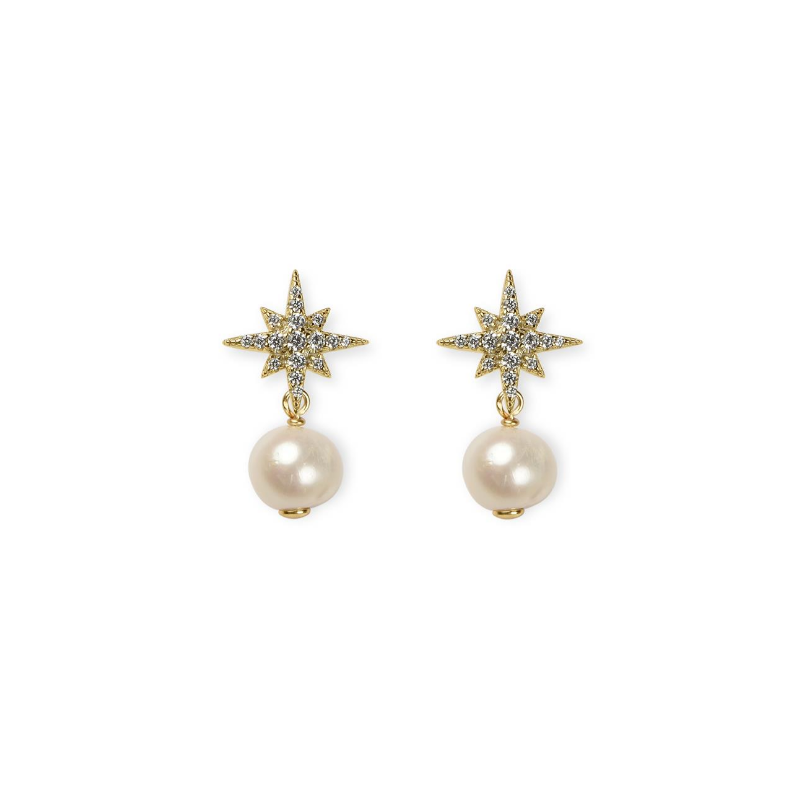 Star Pearl Earring in Gold