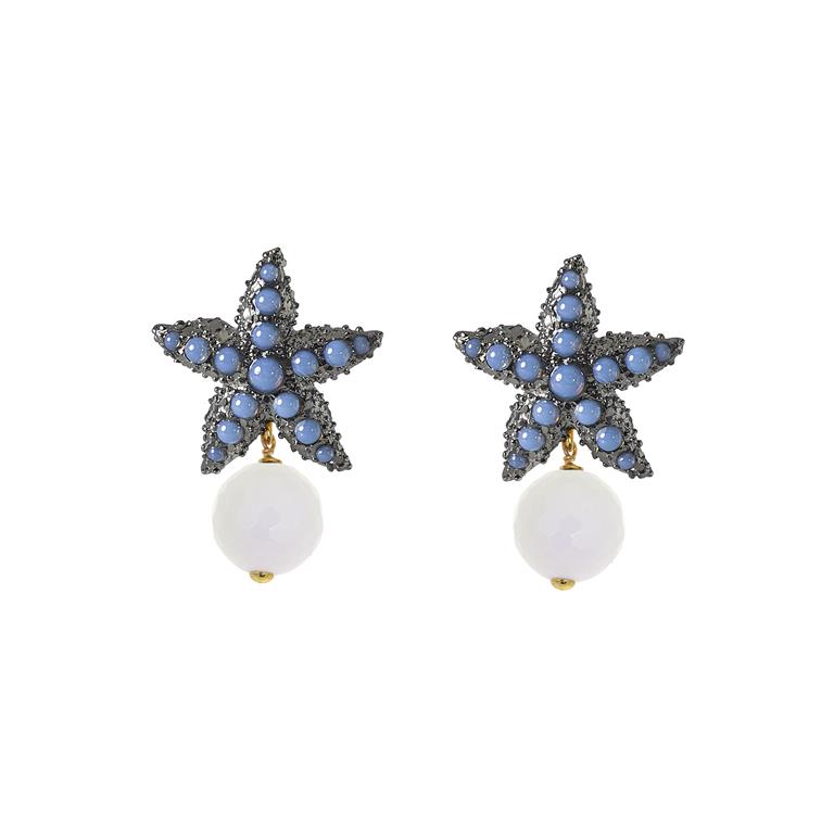 Beautiful Blue Opal Star Earrings